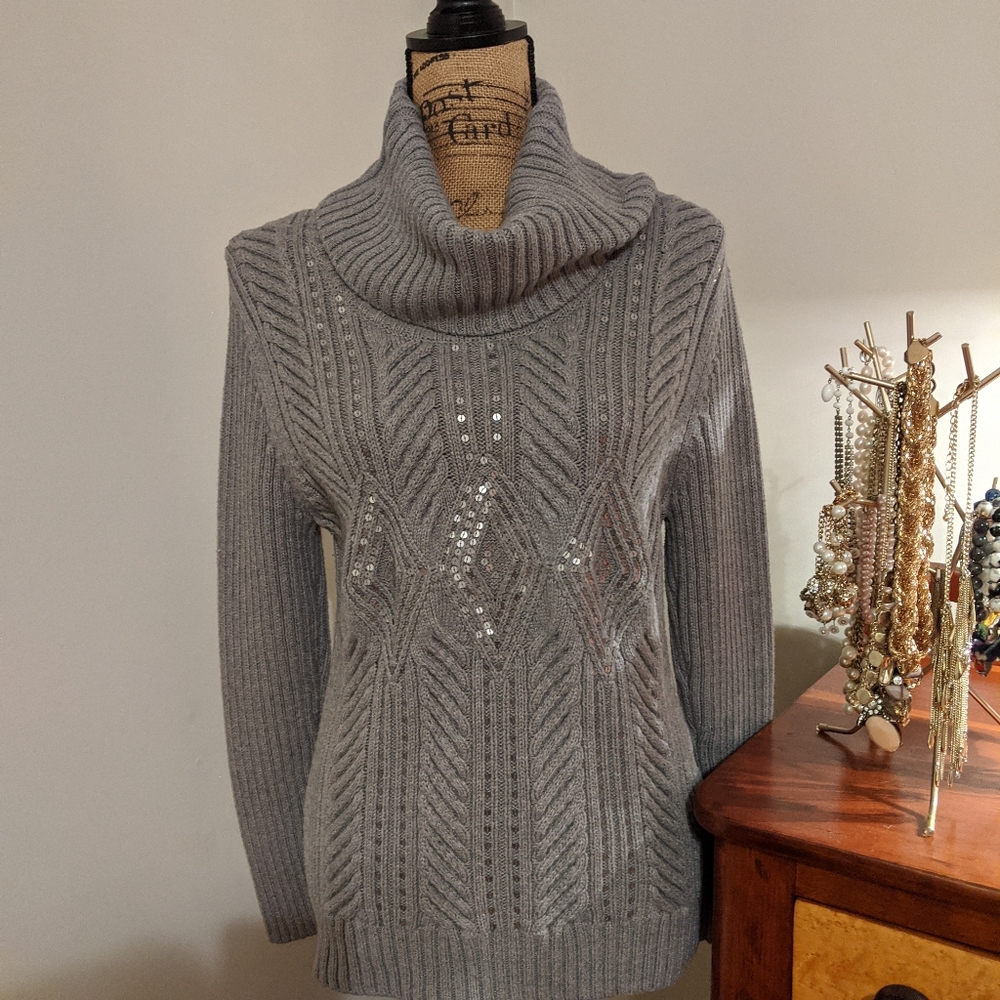 Grey Sequined Sweater by Talbots